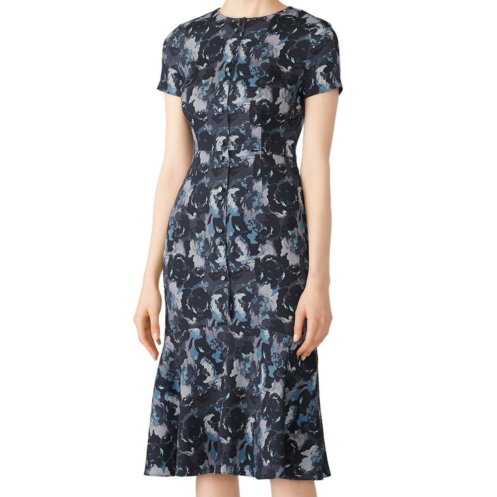 Women’s Brecken‎ Navy Flared Hem Floral Dress Size 10 Retails for $795